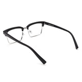Armação | Acetato com Metal Quadrado DM4 Preto Aro Prata