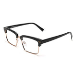 Armação | Acetato com Metal Quadrado DM4 Preto Aro Dourado
