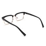 Armação | Acetato com Metal Quadrado DM4 Preto Aro Dourado