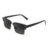 Óculos de Sol | Acetato com Metal Quadrado DM4 Preto Aro Dourado