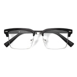 Armação | Acetato com Metal Quadrado DM4 Preto Aro Prata