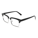 Armação | Acetato com Metal Quadrado DM4 Preto Aro Prata