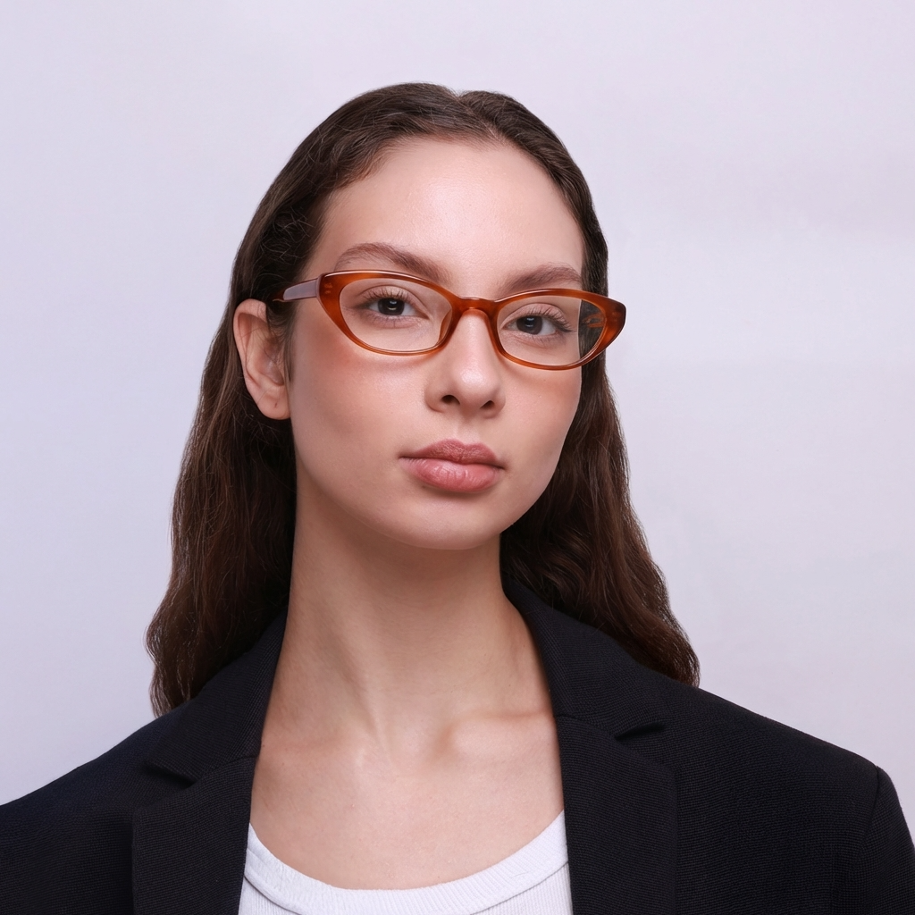 Óculos Gato K4 Havana em modelo com rosto médio.