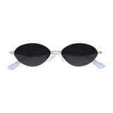 Óculos de Sol | iM7 Prata Ponteira Azul | Metal Oval Médio